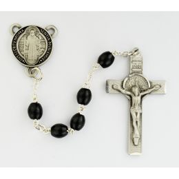 Black Wood Epoxy St Benedict Rosary Boxed