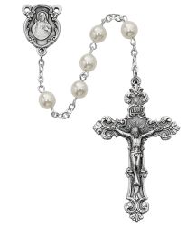 Pearl like Glass Rosary Boxed