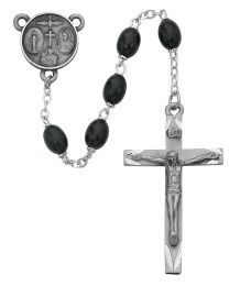 Black Oval Wood Rosary Boxed