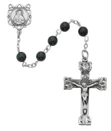 6mm genuine black onyx beads with sterling center and crucifix. Deluxe gift boxed.