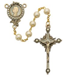 Imitation Pearls of Mary Rosary Boxed