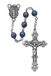 Blue Metallic Rosary Boxed