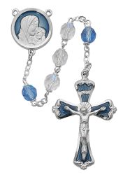Mother and Child Blue and Crystal Rosary Boxed