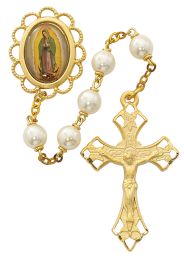 Pearl like  Guadalupe Rosary Boxed