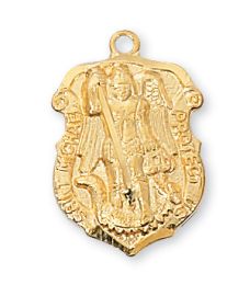 Gold Over Sterling Silver St. Michael with 18 in. Gold Plated Brass Chain and Deluxe Gift Box