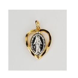 Gold over and Sterling Miraculous medal with 18 in rhodium plated brass chain boxed.