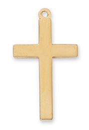 Gold Over Sterling Silver Cross with 20 in. Gold Plated Brass Chain and Deluxe Gift Box