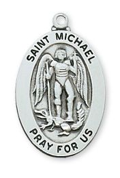Sterling Silver St. Michael with 20 in. Rhodium Plated Brass Chain and Deluxe Gift Box