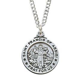 Sterling Silver St. Francis with 20 in. Rhodium Plated Brass Chain and Deluxe Gift Box