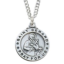 Sterling Silver St. Gerard with 20 in. Rhodium Plated Brass Chain and Deluxe Gift Box