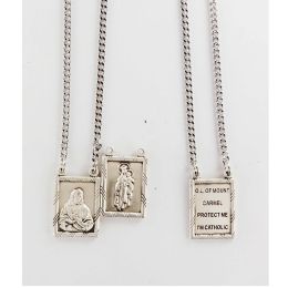 Sterling Silver Scapular with 30 in. Rhodium Plated Brass Chain and Deluxe Gift Box