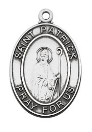 Sterling Silver St. Patrick with 18 in. Rhodium Plated Brass Chain and Deluxe Gift Box