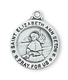 Sterling Silver St. Elizabeth Ann Seton with 18 in. Rhodium Plated Brass Chain and Deluxe Gift Box