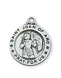 Sterling Silver St. Joan of Arc with 18 in. Rhodium Plated Brass Chain and Deluxe Gift Box