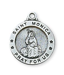 Sterling Silver St. Monica with 18 in. Rhodium Plated Brass Chain and Deluxe Gift Box