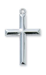 Sterling Silver Cross with 24 in. Rhodium Plated Brass Chain and Deluxe Gift Box