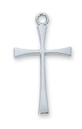 Sterling Silver Cross with 18 in. Fine Rhodium Plated Brass Chain and Deluxe Gift Box