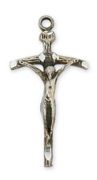 Sterling Silver Papal Crucifix with 18 in. Rhodium Plated Brass Chain and Deluxe Gift Box