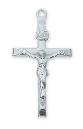 Sterling Silver Crucifix with 20 in. Rhodium Plated Brass Chain and Deluxe Gift Box