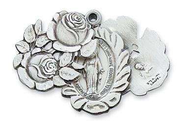 Sterling Silver Miraculous Sliding Dual Rosebuds with 24 in. Rhodium Plated  Chain and Deluxe Gift Box