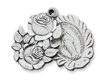 Sterling Silver Miraculous Sliding Rosebud with 24 in. Rhodium Plated  Chain and Deluxe Gift Box
