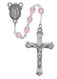 Pink Glass Rosary Boxed