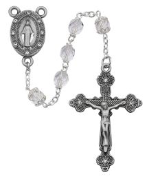 Clear Glass Rosary Boxed