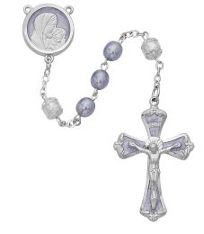 Mother and Child Purple Pearl like  Rosary Boxed