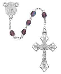 Purple Aurora Glass Rosary Boxed