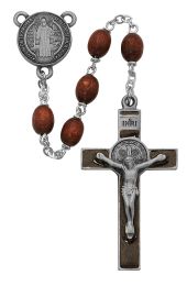 Brown Wood St Benedict Rosary Boxed