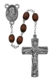Brown Wood Trinity Rosary Boxed