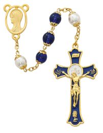 Blue Holy Mass Crucifix Rosary Boxed