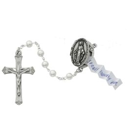 Pearl Prayer Petition Locket Rosary Boxed