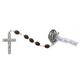 Brown Prayer Petition Locket Rosary Boxed