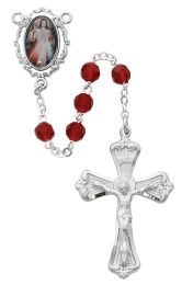 Dark Red Divine Mercy Rosary Boxed.