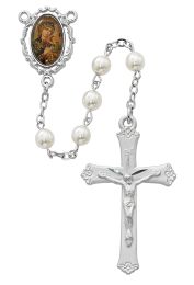 Pearl like  Glass Perpetual Help Rosary Boxed