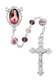 Multi Pink Crystal Therese Rosary Boxed