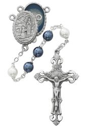Blue and White Lourdes Rosary Boxed