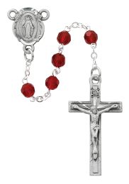 Dark Red Crystal Rosary Boxed