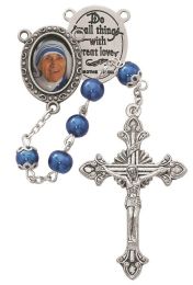 Blue Mother Teresa Rosary Boxed