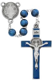 Blue Wood St Benedict Rosary Boxed