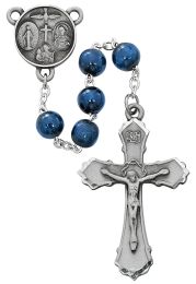 8mm Blue Wood Rosary Boxed