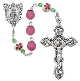 8mm Pink Rosary Boxed
