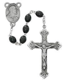 Black Wood Scared Heart Rosary Boxed