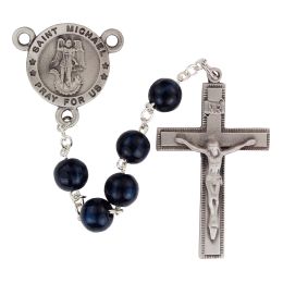 Blue Wood St Michael Rosary Boxed