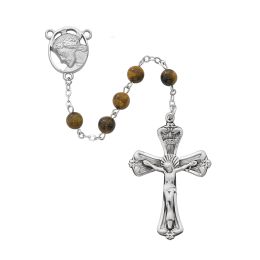 Tiger Eye Head of Christ Rosary Boxed