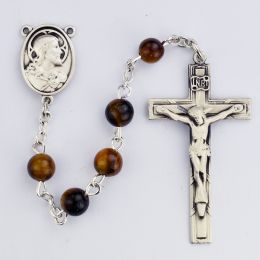 Tiger Eye with Sterling Rosary Boxed