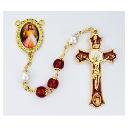 Red Divine Mercy Decal Mass Rosary Boxed