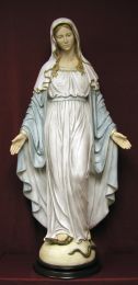 Lady of Grace, hand-painted alabaster, wood base, 36"